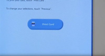 ev4 White voting machine screen with blue button reading "Print Card"